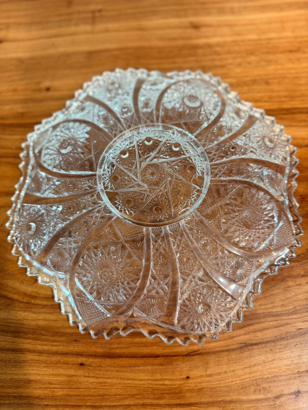 Imperial Glass Daisy & Button Serving Bowl: Clear Pressed Glass, 11" Crimped Edge
