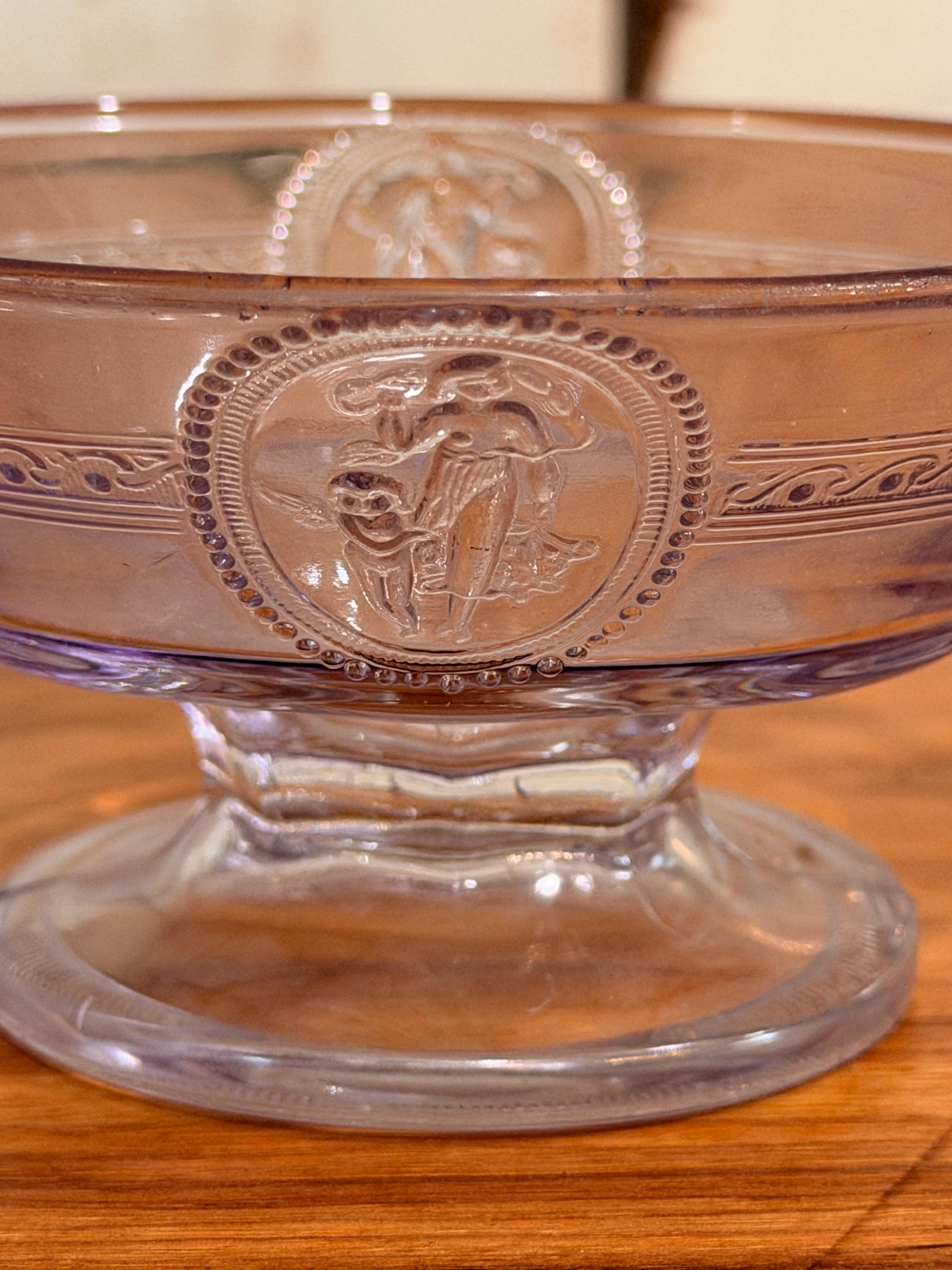 Antique Amethyst Pressed Glass Compote | Richards Hartley Cupids Venus Pedestal Bowl