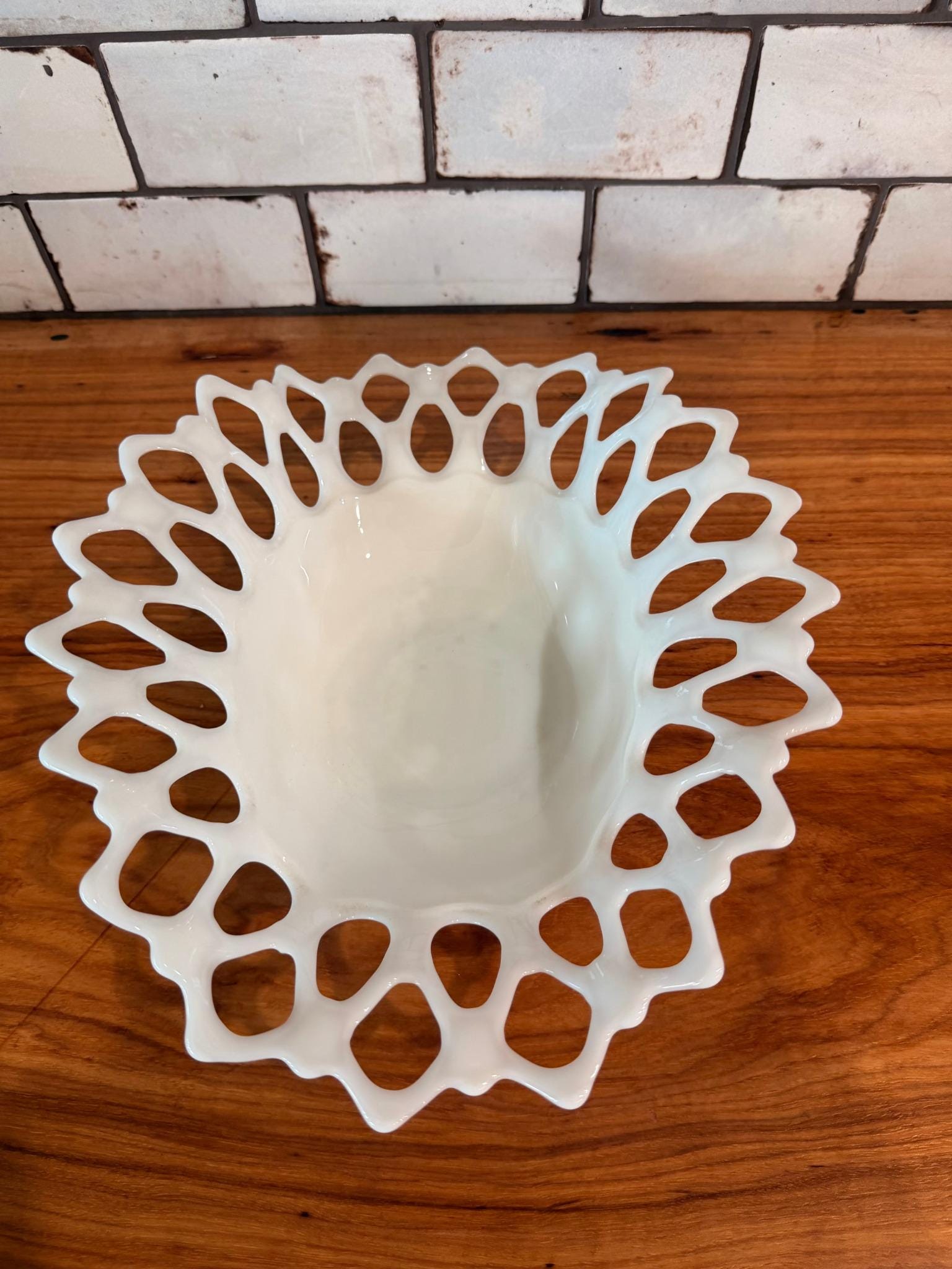 Vintage Westmoreland Doric Milk Glass Oval Bowl – Lace Edge Centerpiece