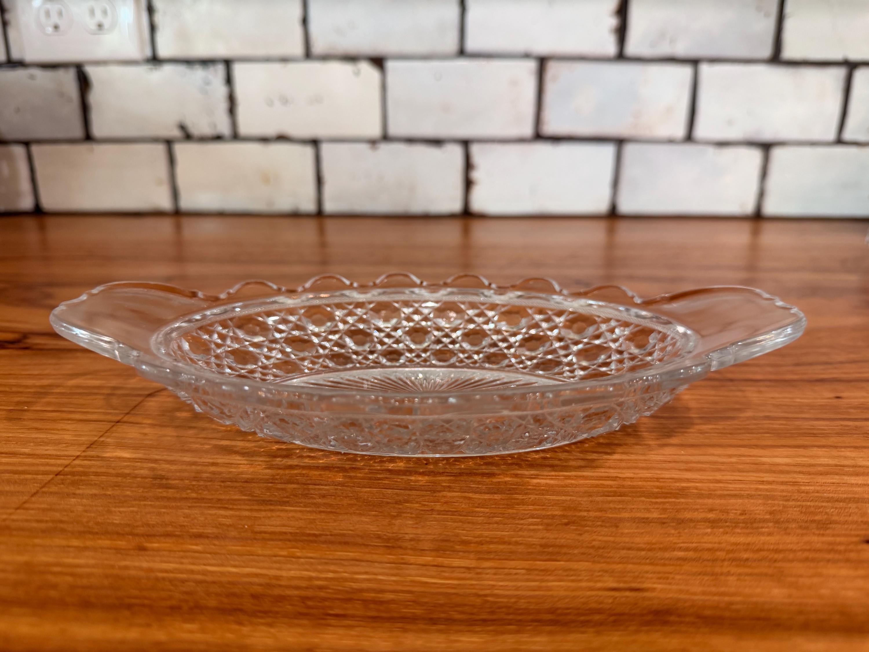 Vintage Indiana Glass Oval Relish Dish | Clear Pressed Glass Celery Tray | Scalloped Serving Bowl