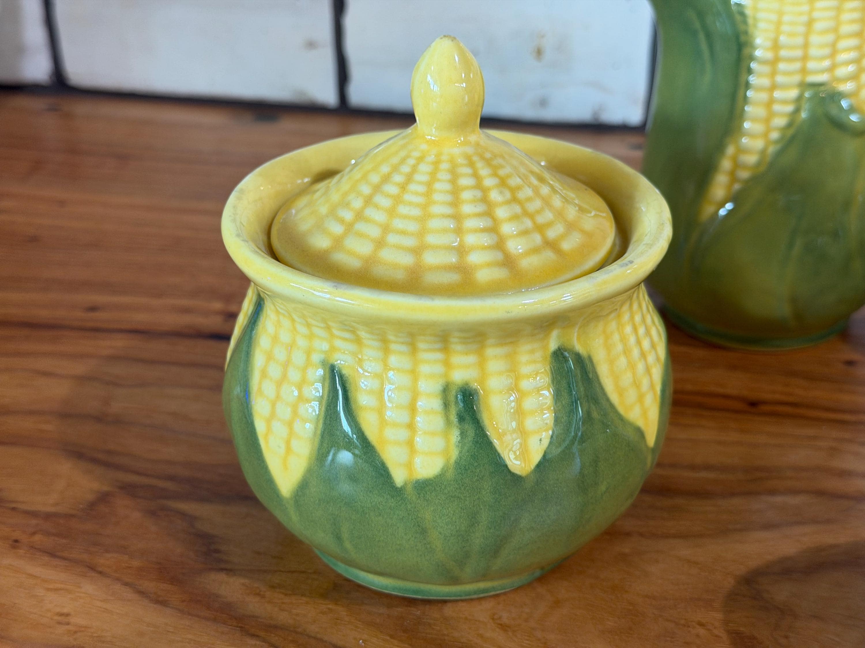 Vintage Shawnee Pottery Corn King 8-Piece Kitchen Canister Set Mid-Century USA