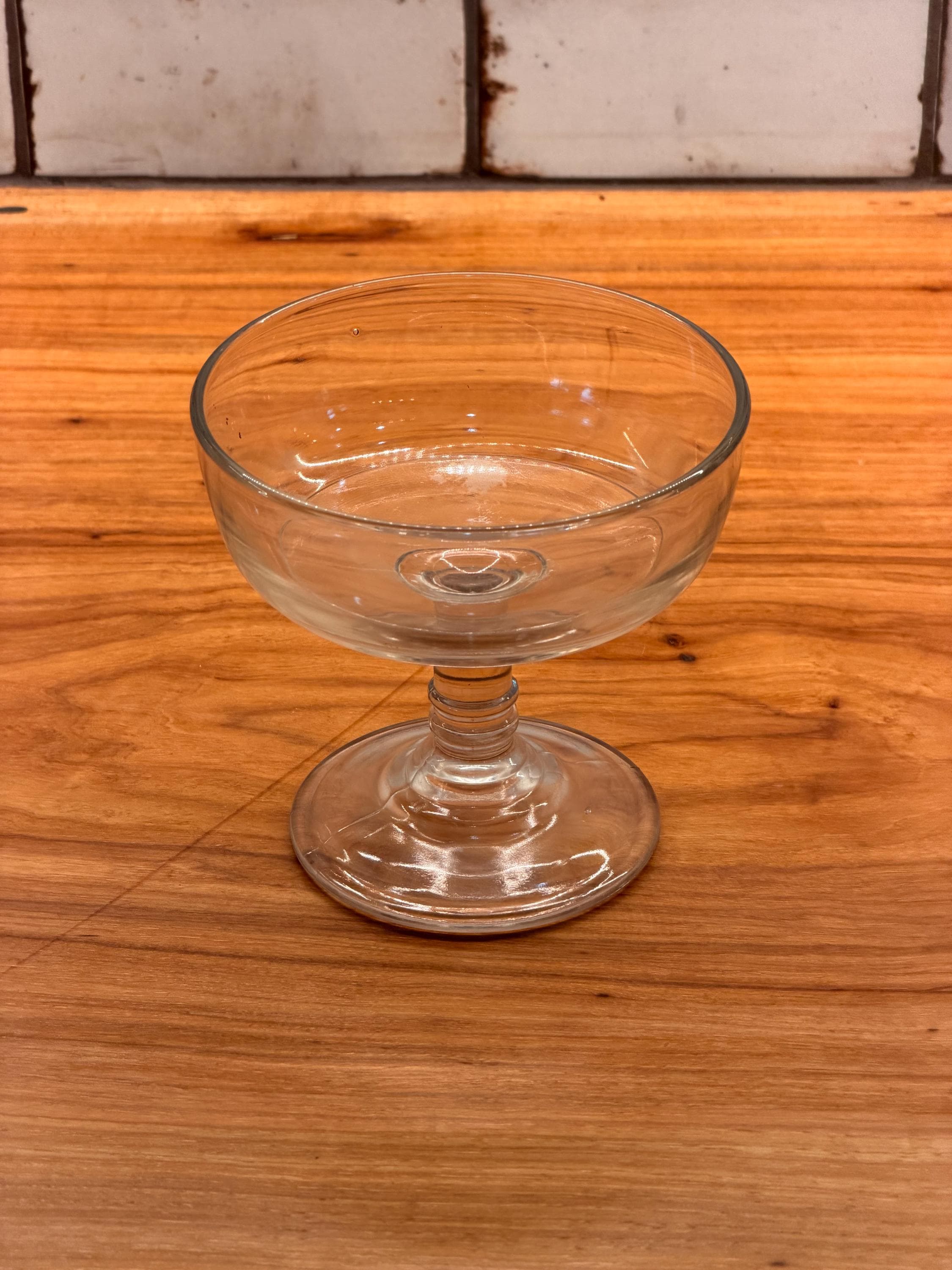 Vintage Champagne Coupe Glass | Clear Stemmed Dessert Dish | Depression Era Style Glass