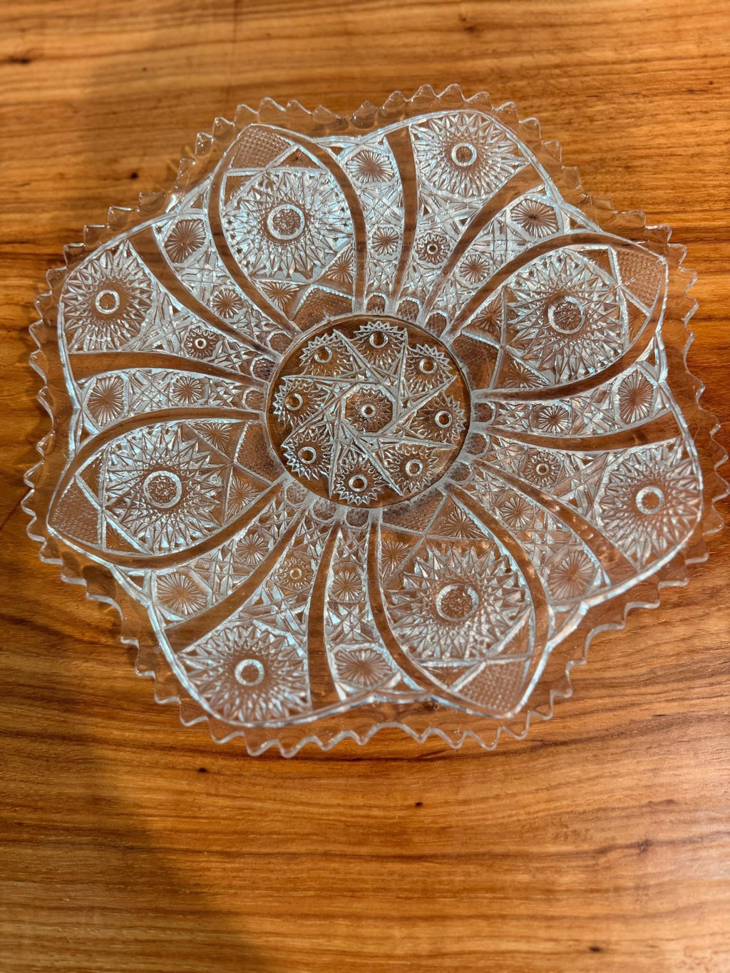Imperial Glass Daisy & Button Serving Bowl: Clear Pressed Glass, 11" Crimped Edge