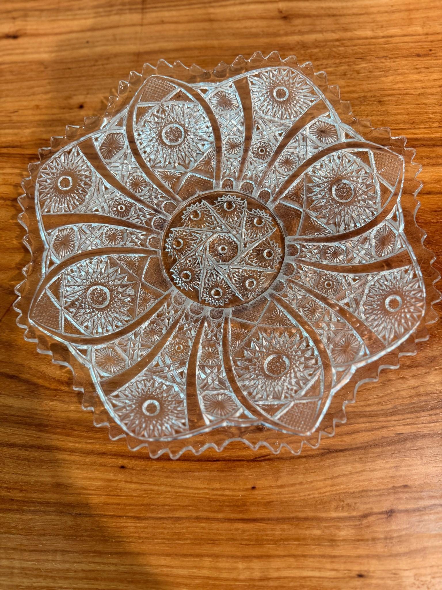 Imperial Glass Daisy & Button Serving Bowl: Clear Pressed Glass, 11" Crimped Edge