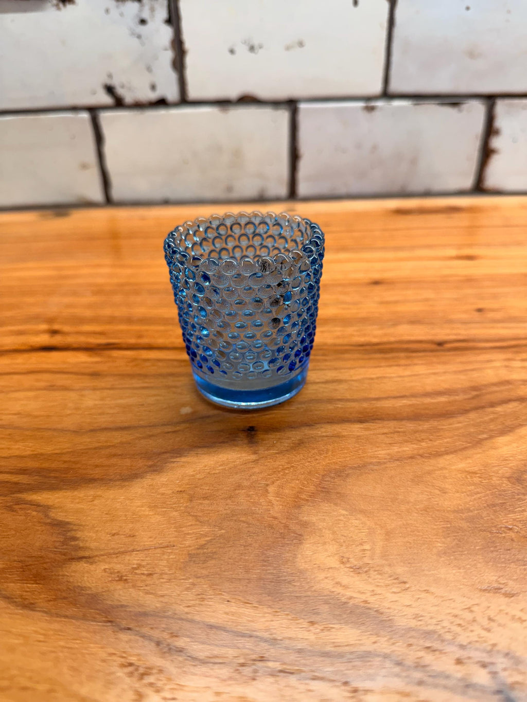 Vintage Blue Hobnail Glass Votive Holder