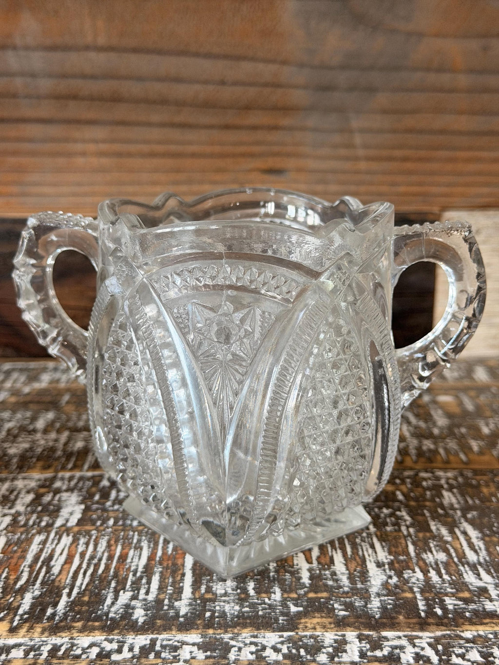 Antique EAPG Massachusetts Creamer & Sugar Bowl Set | U.S. Glass No. 15054 | 1898 Pressed Glass