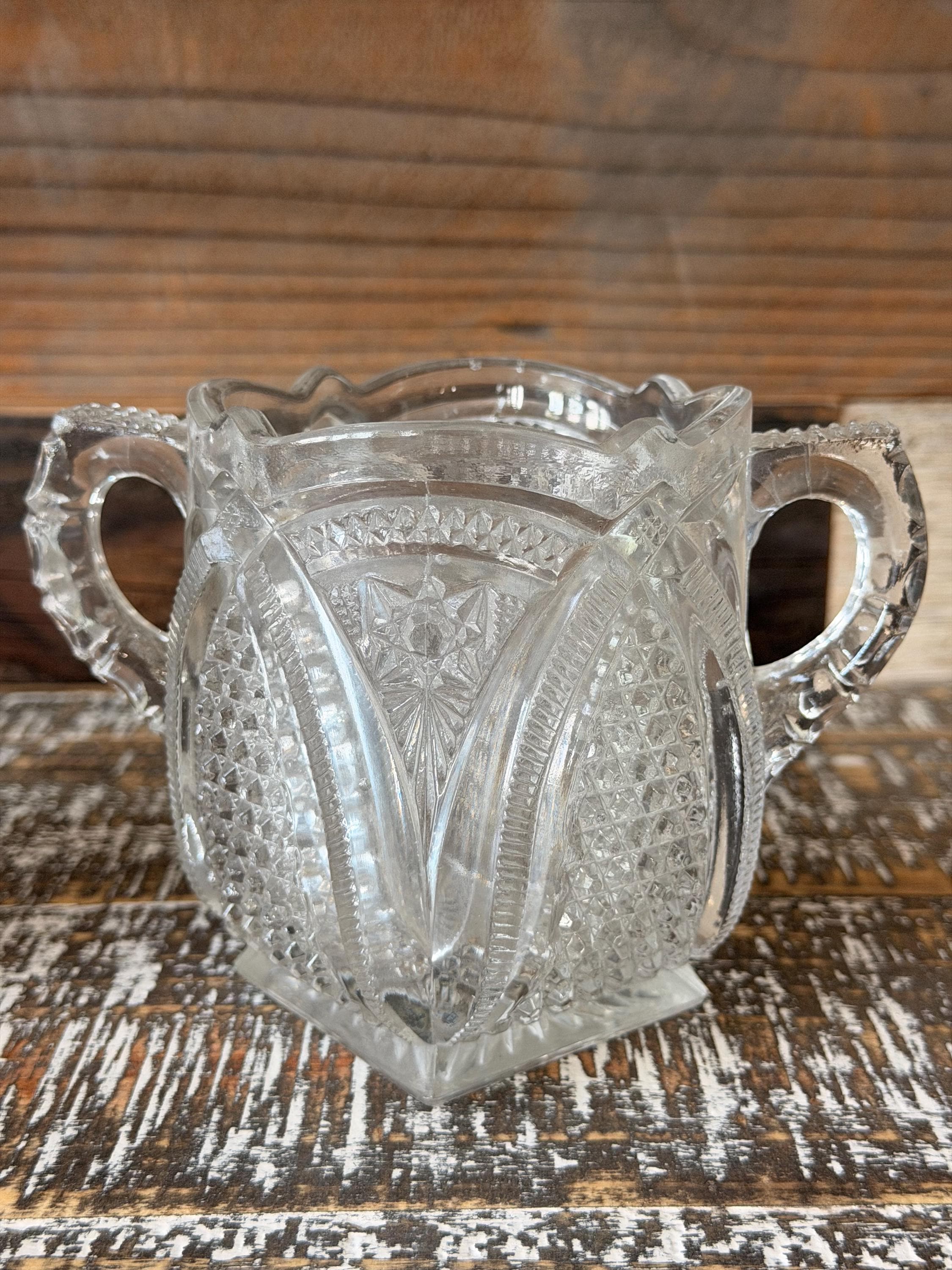 Antique EAPG Massachusetts Creamer & Sugar Bowl Set | U.S. Glass No. 15054 | 1898 Pressed Glass