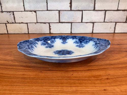 Antique Wood & Son Sydney Flow Blue Serving Bowl | Victorian Transferware (c. 1890s-1907)