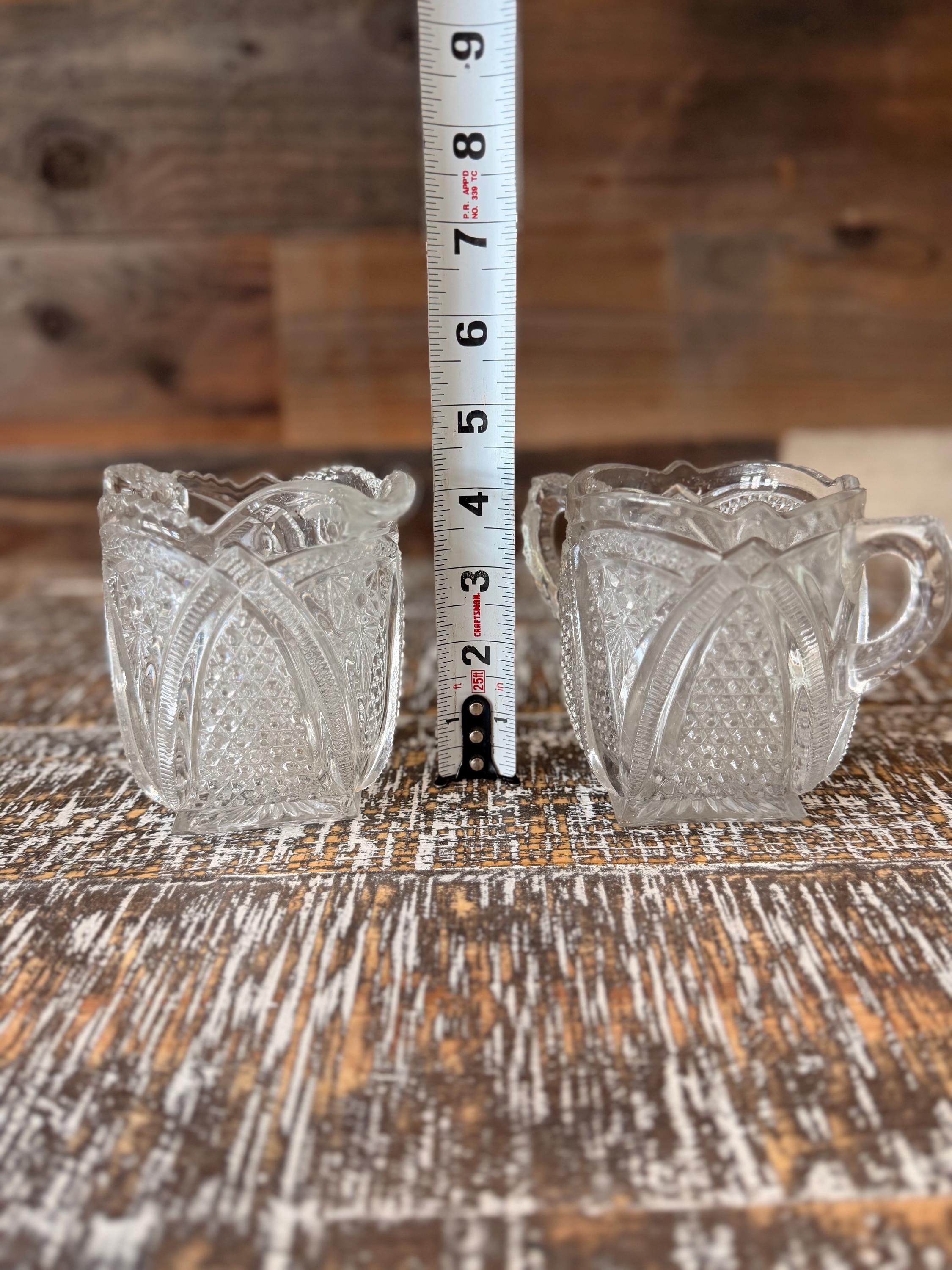 Antique EAPG Massachusetts Creamer & Sugar Bowl Set | U.S. Glass No. 15054 | 1898 Pressed Glass