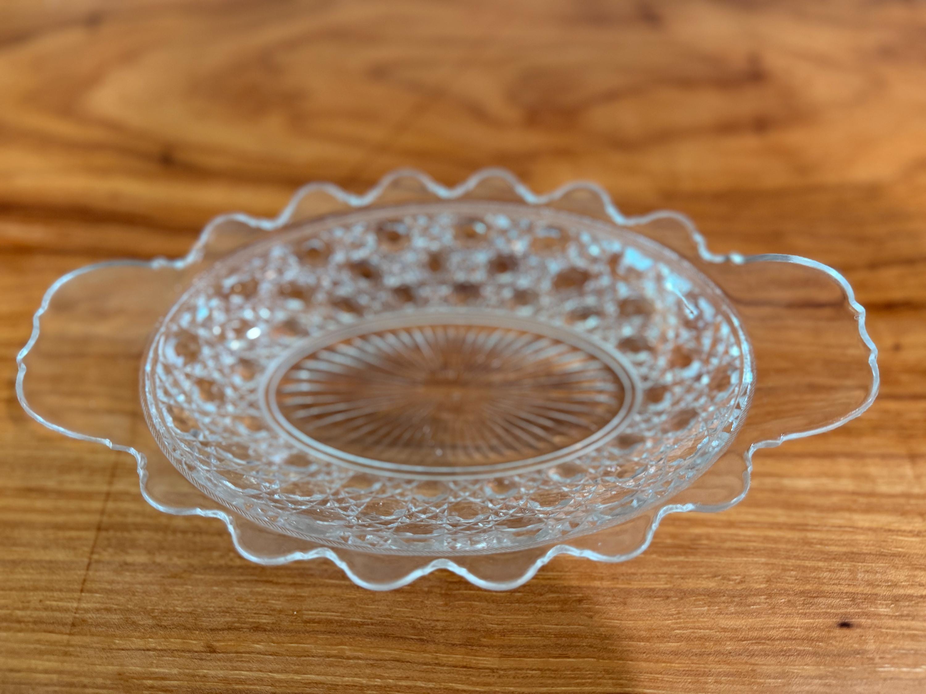 Vintage Indiana Glass Oval Relish Dish | Clear Pressed Glass Celery Tray | Scalloped Serving Bowl