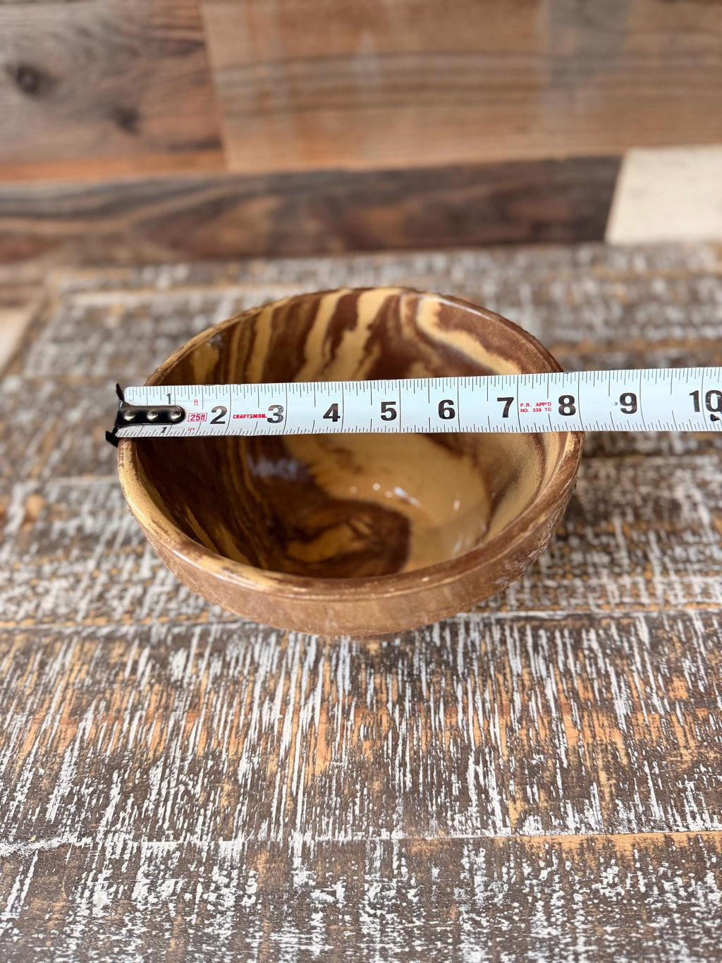 Vintage Studio Pottery Bowl | Hand Thrown Brown Marbled Stoneware Bowl