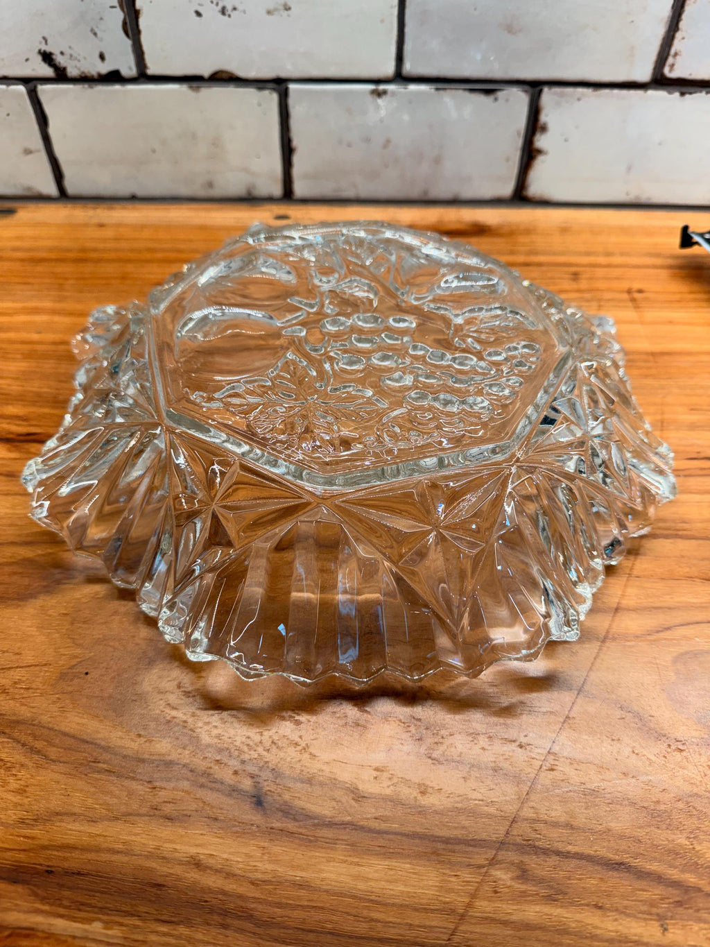 Federal Glass Pioneer Fruit Bowl | Clear Pressed Glass Serving Dish