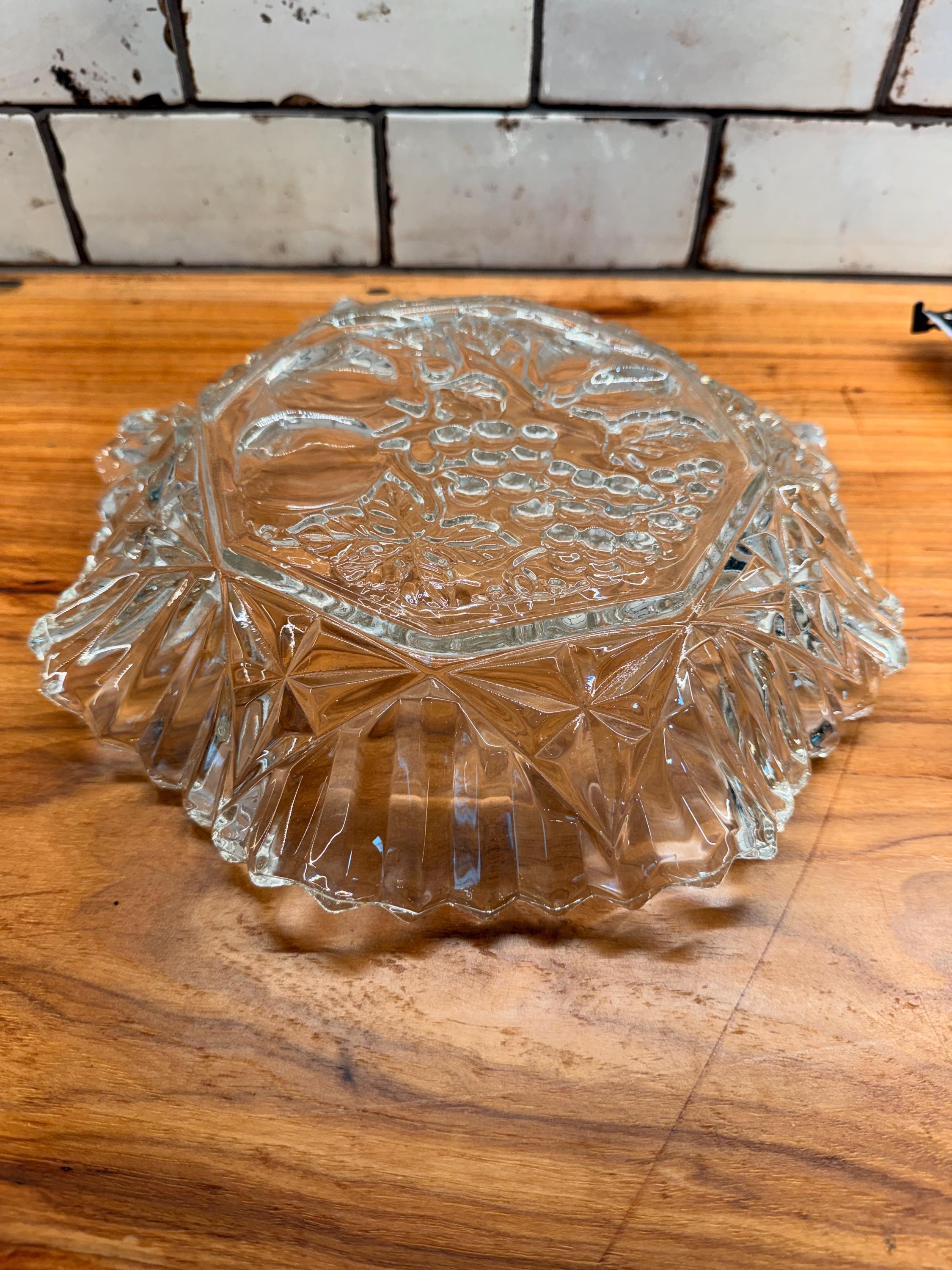 Federal Glass Pioneer Fruit Bowl | Clear Pressed Glass Serving Dish
