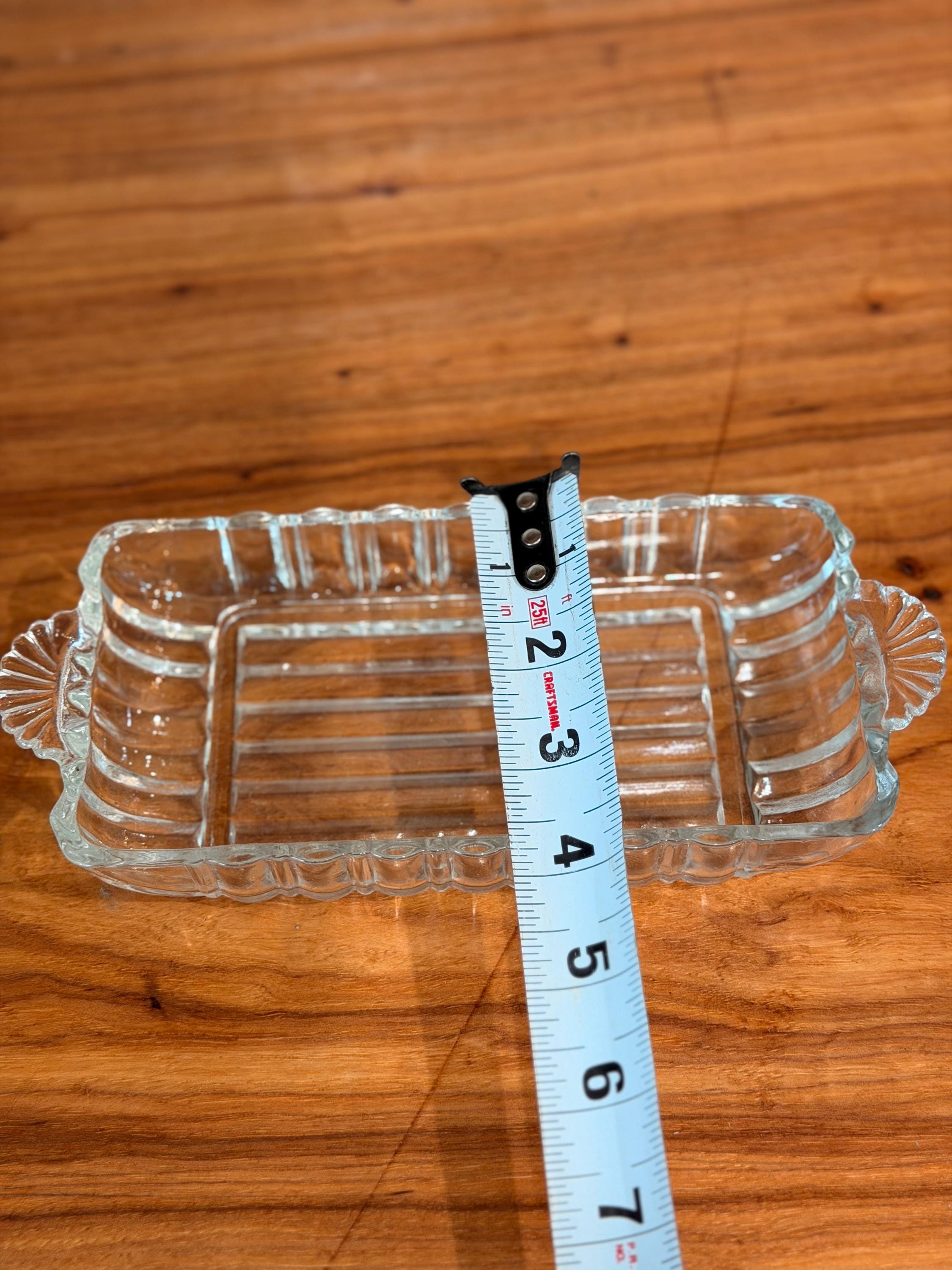 Vintage Anchor Hocking Relish Dish | Clear Pressed Glass Art Deco Tray