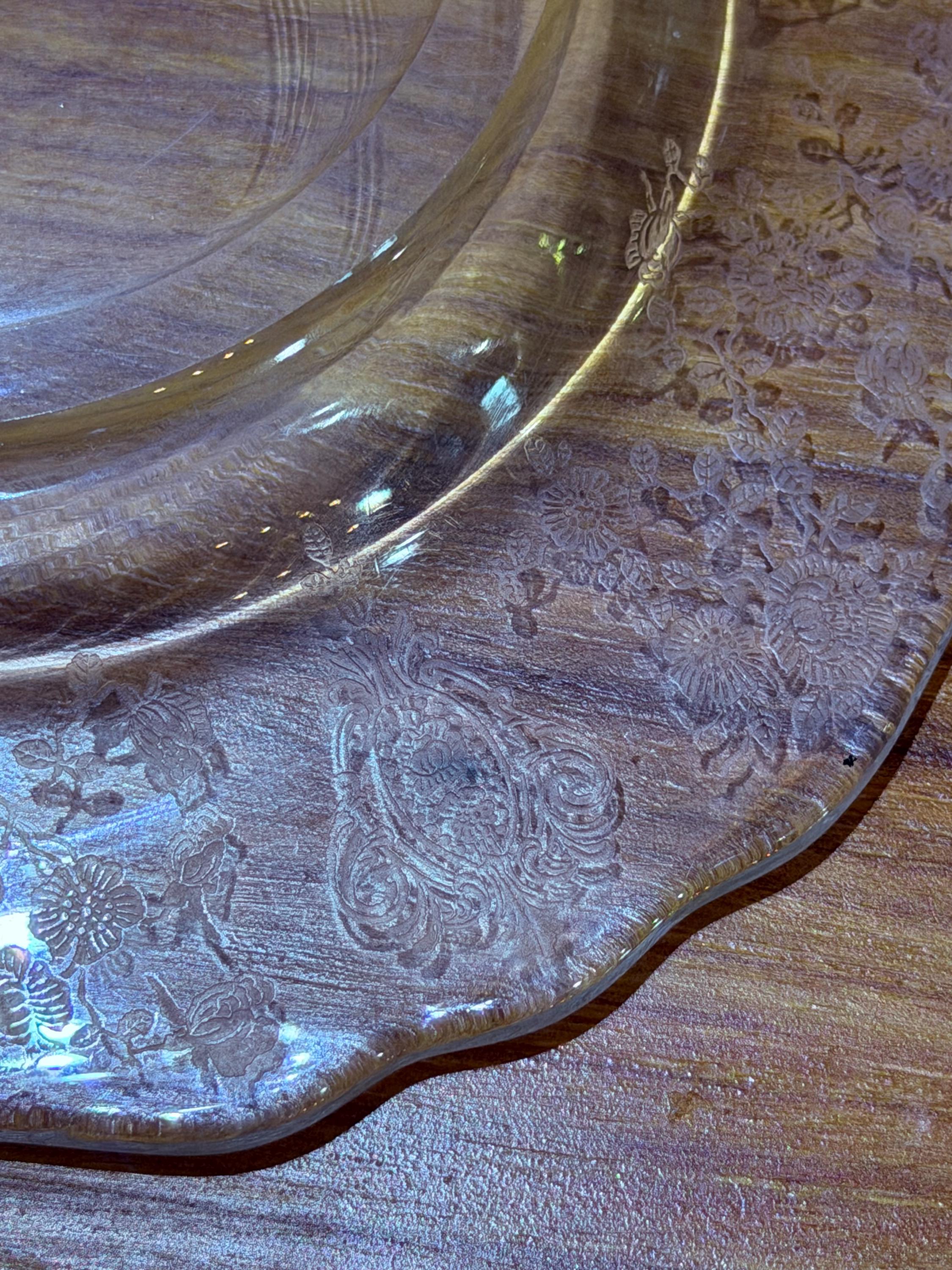 Vintage Cambridge Rose Point Etched Glass Salad Plate | Elegant Floral Etched Glassware