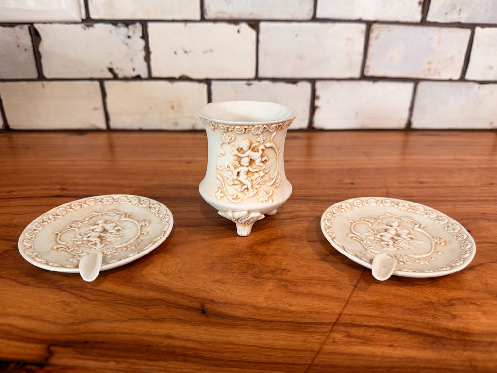 Vintage Lefton China Cherub Smoking Set – 3 Pieces