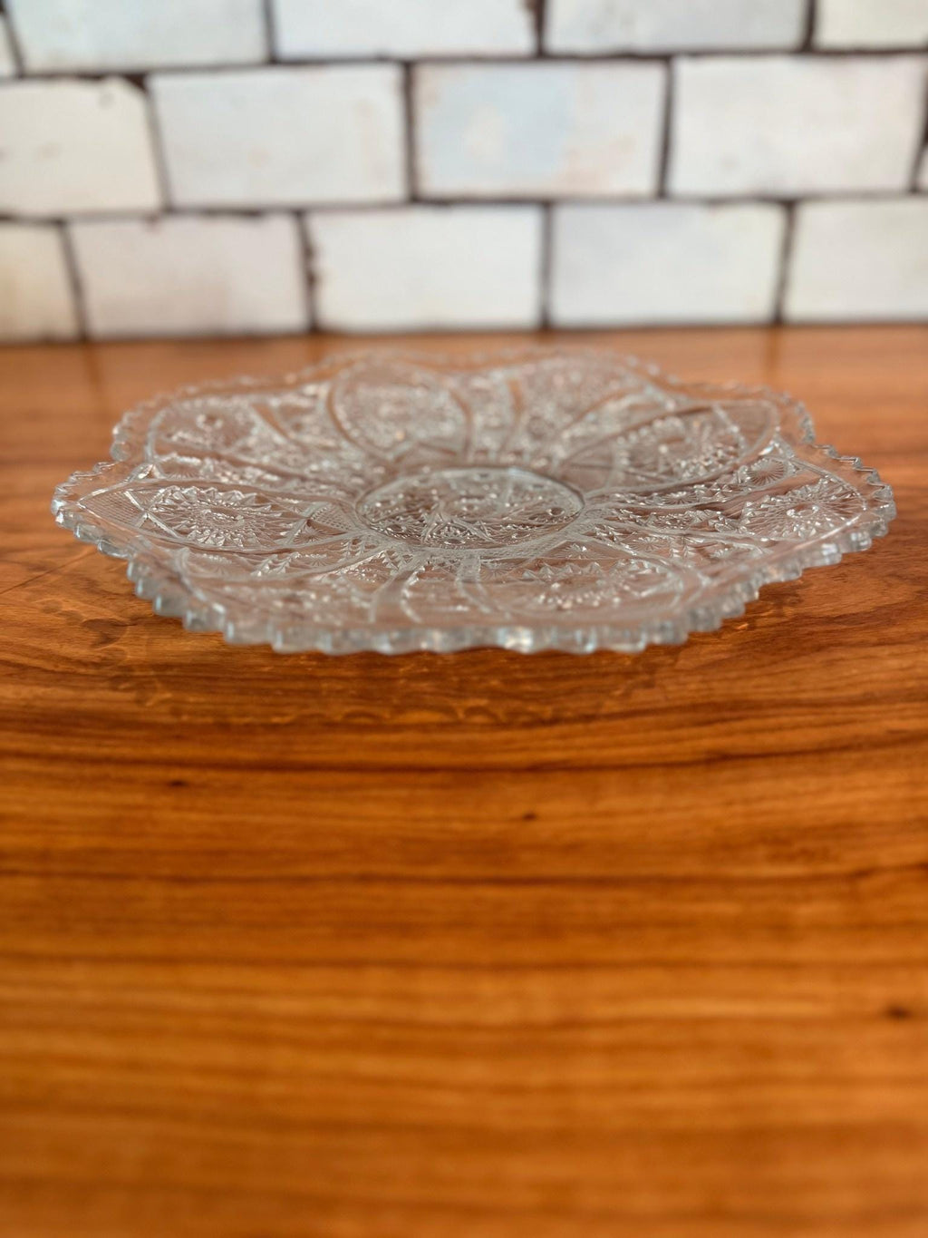 Imperial Glass Daisy & Button Serving Bowl: Clear Pressed Glass, 11" Crimped Edge