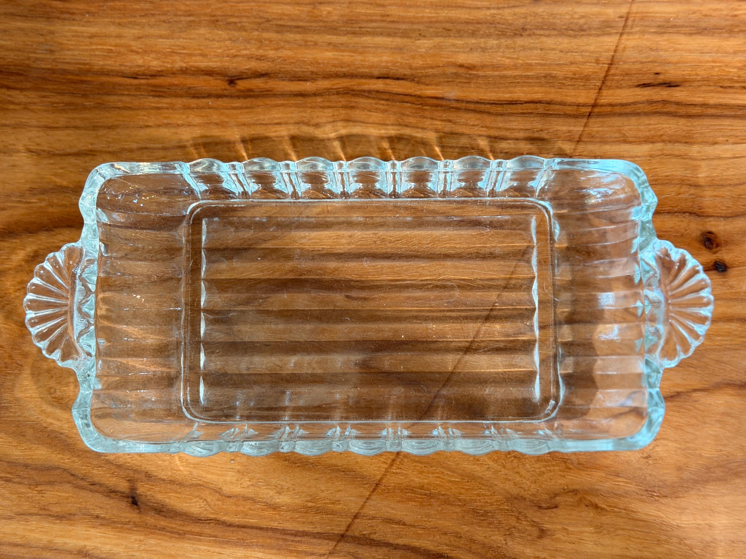 Vintage Anchor Hocking Relish Dish | Clear Pressed Glass Art Deco Tray