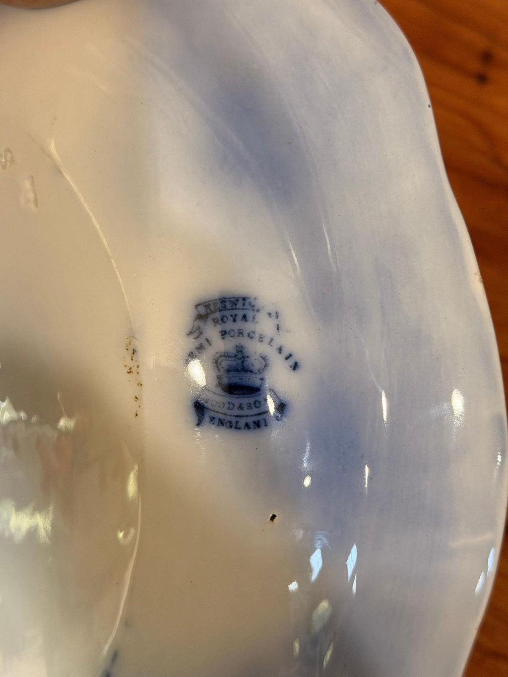 Antique Wood & Son Sydney Flow Blue Serving Bowl | Victorian Transferware (c. 1890s-1907)