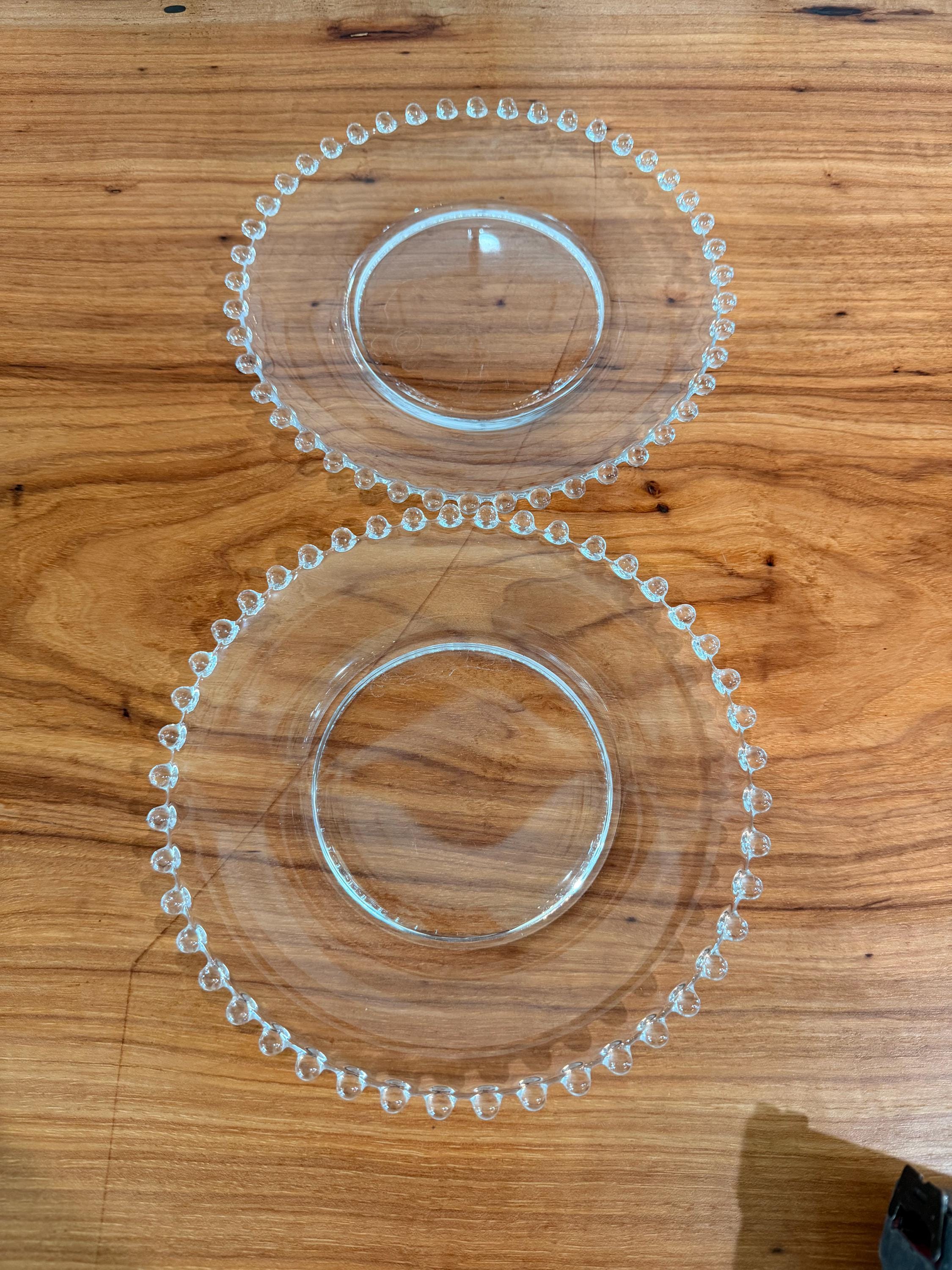 Vintage Imperial Glass Candlewick Luncheon Plates Set of 2 | Clear Beaded Edge Depression Glass Dessert Salad Plates