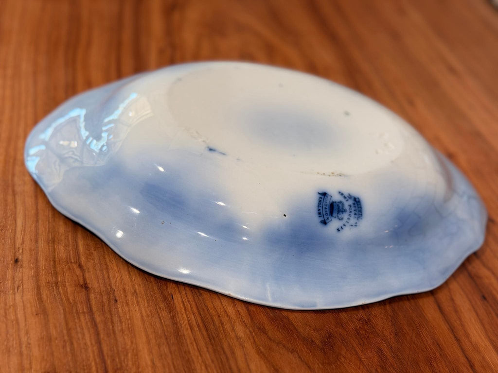 Antique Wood & Son Sydney Flow Blue Serving Bowl | Victorian Transferware (c. 1890s-1907)