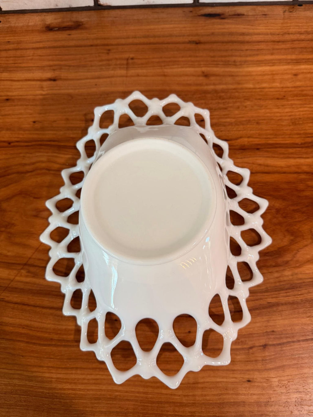 Vintage Westmoreland Doric Milk Glass Oval Bowl – Lace Edge Centerpiece