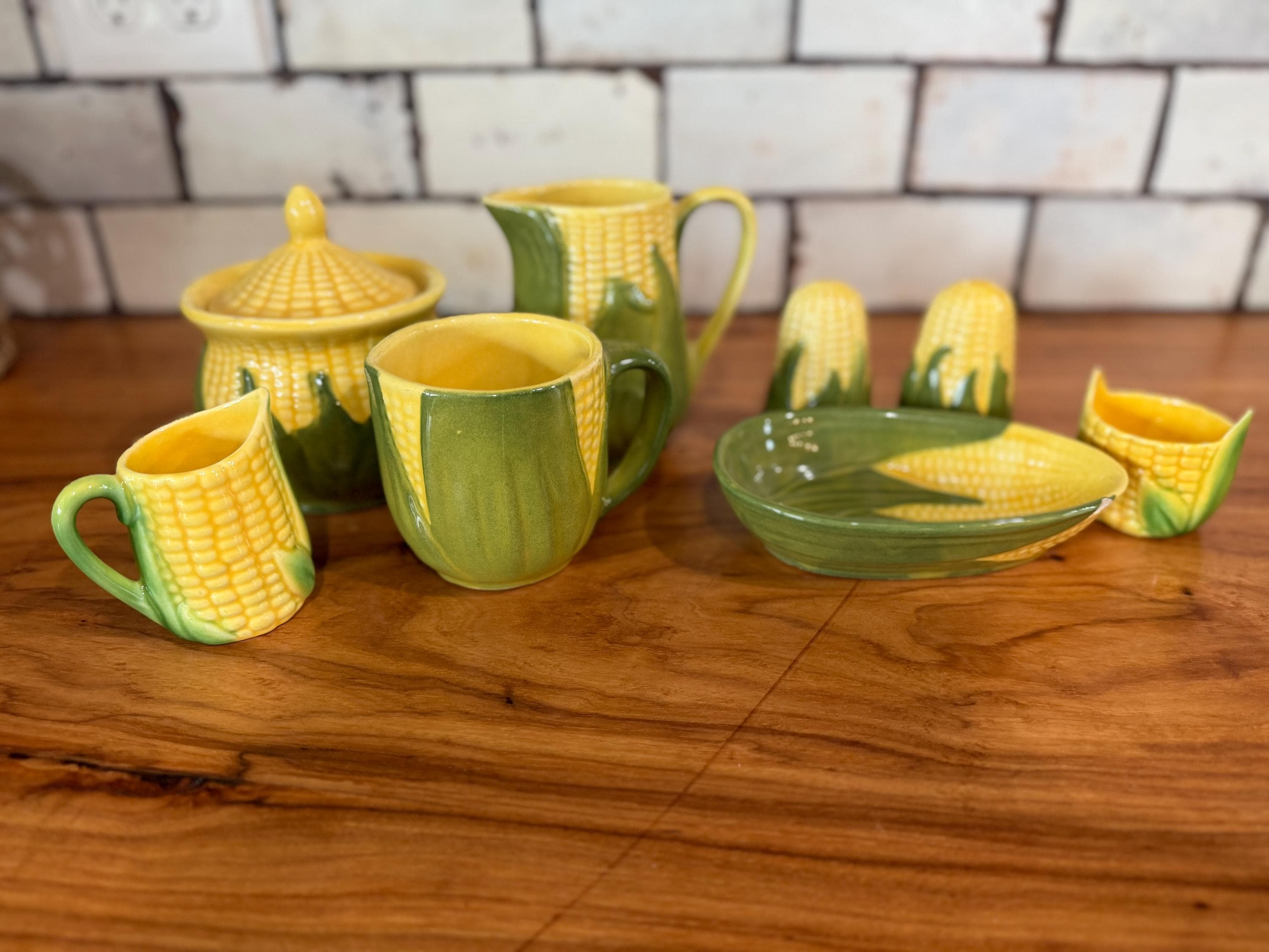 Vintage Shawnee Pottery Corn King 8-Piece Kitchen Canister Set Mid-Century USA