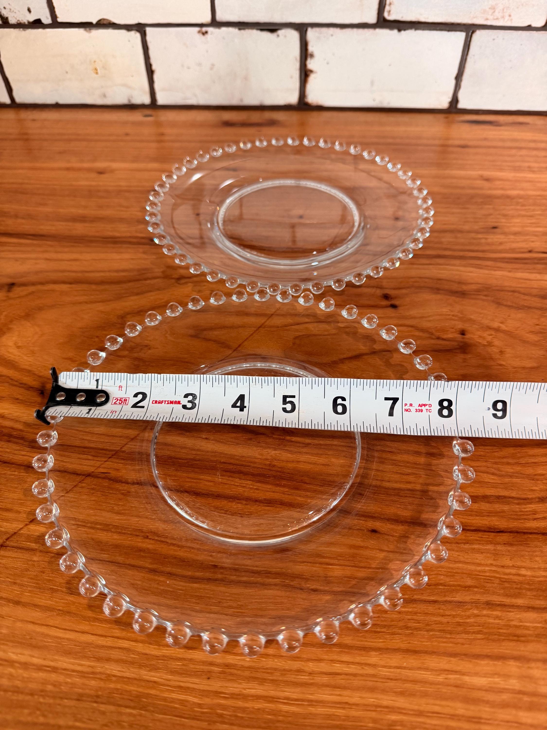 Vintage Imperial Glass Candlewick Luncheon Plates Set of 2 | Clear Beaded Edge Depression Glass Dessert Salad Plates