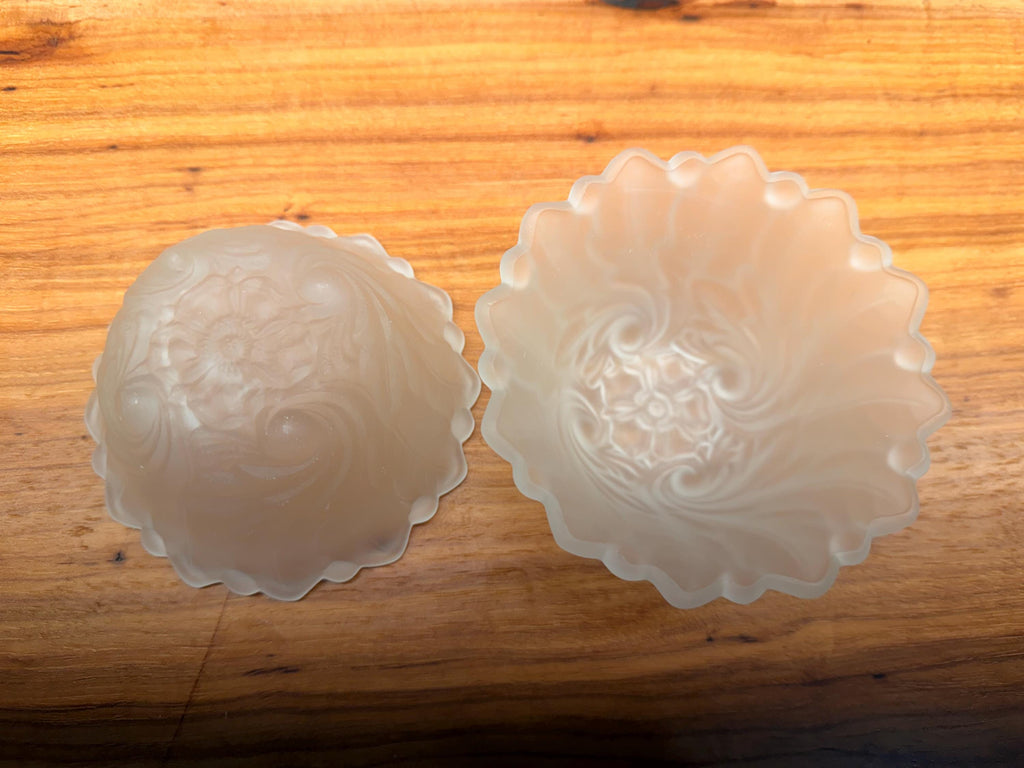 Vintage Indiana Glass Wild Rose Frosted Fruit Bowls, Set of 2, Satin Dessert Bowls