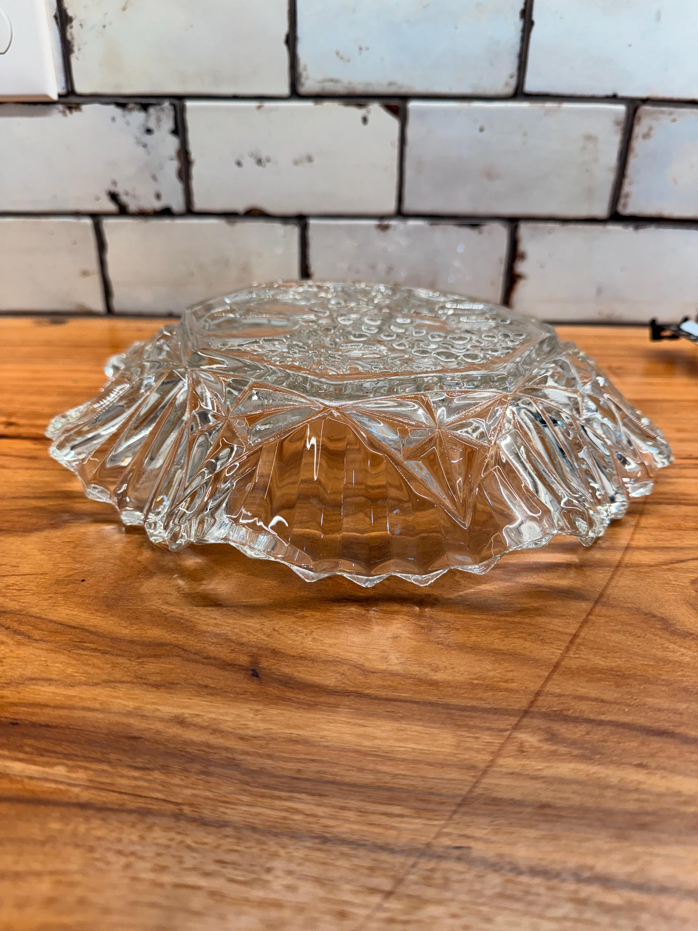 Federal Glass Pioneer Fruit Bowl | Clear Pressed Glass Serving Dish