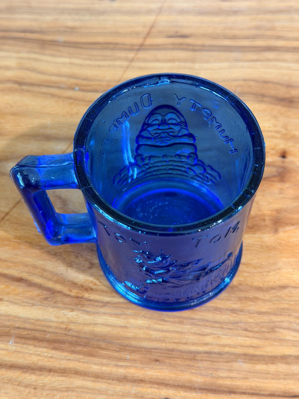 Vintage Cobalt Blue Nursery Rhyme Child's Mug | Tom Tom Piper's Son, Humpty Dumpty Collectible