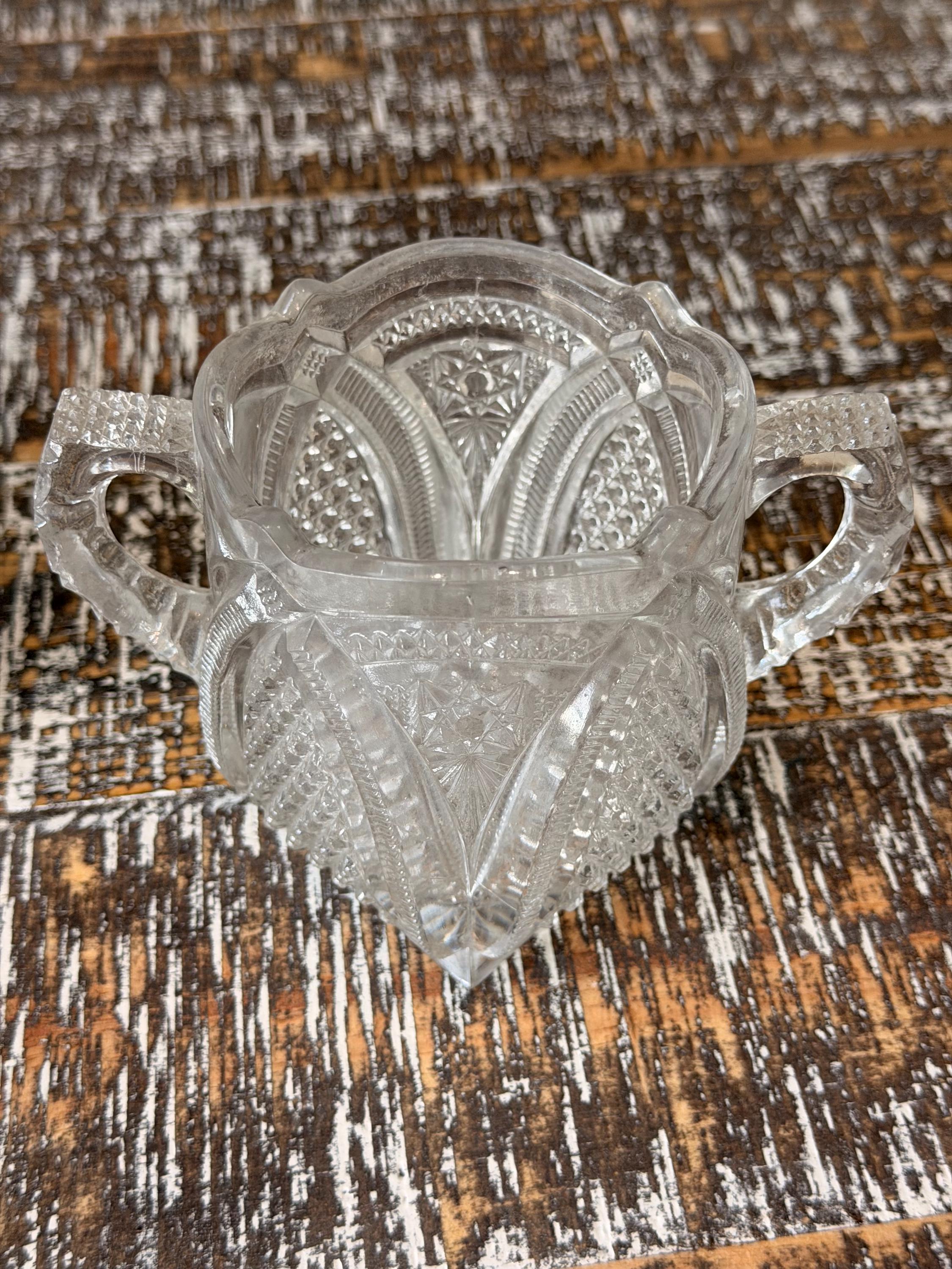 Antique EAPG Massachusetts Creamer & Sugar Bowl Set | U.S. Glass No. 15054 | 1898 Pressed Glass