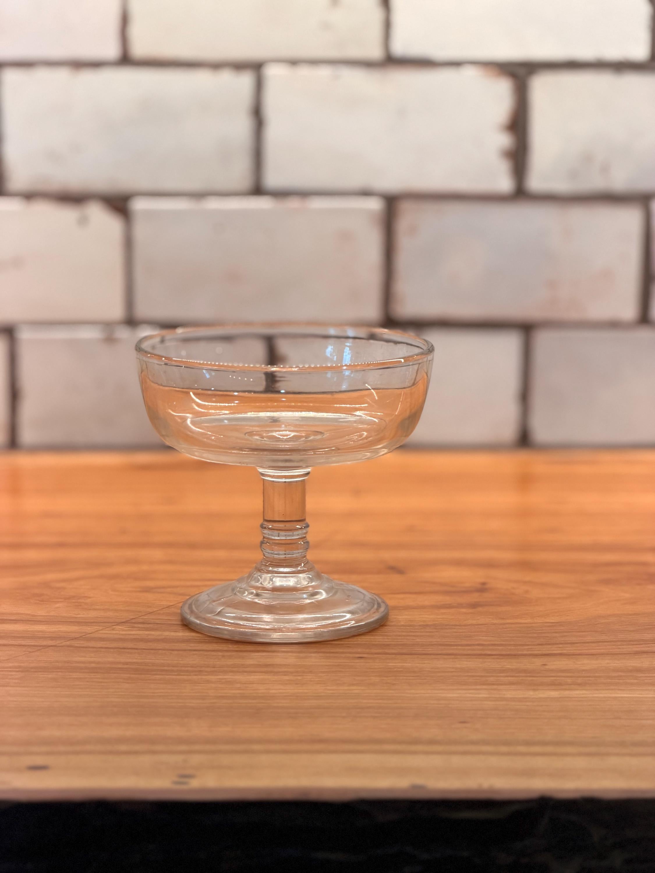 Vintage Champagne Coupe Glass | Clear Stemmed Dessert Dish | Depression Era Style Glass