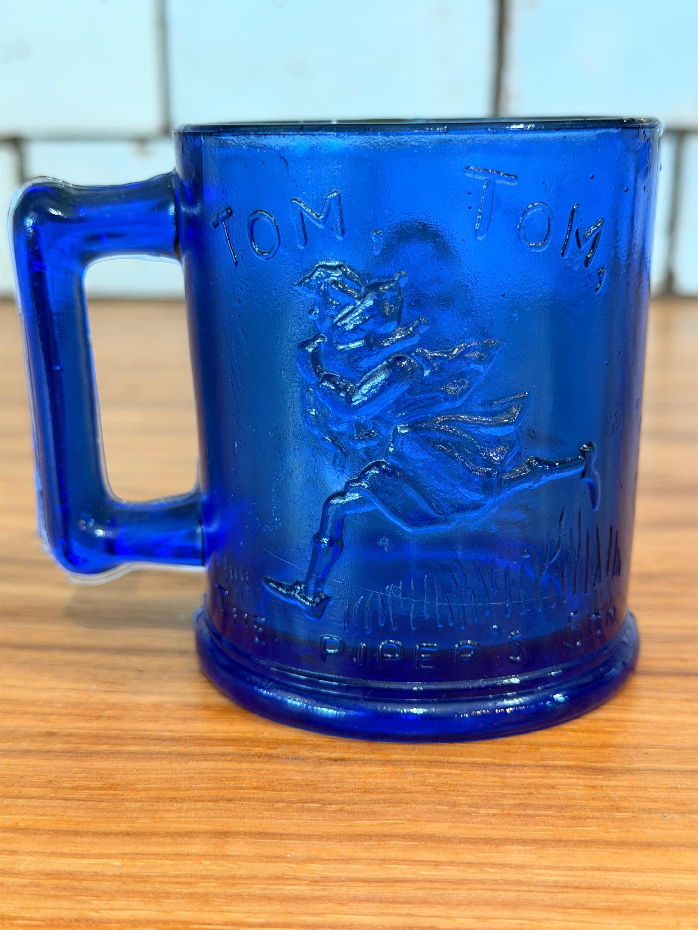 Vintage Cobalt Blue Nursery Rhyme Child's Mug | Tom Tom Piper's Son, Humpty Dumpty Collectible