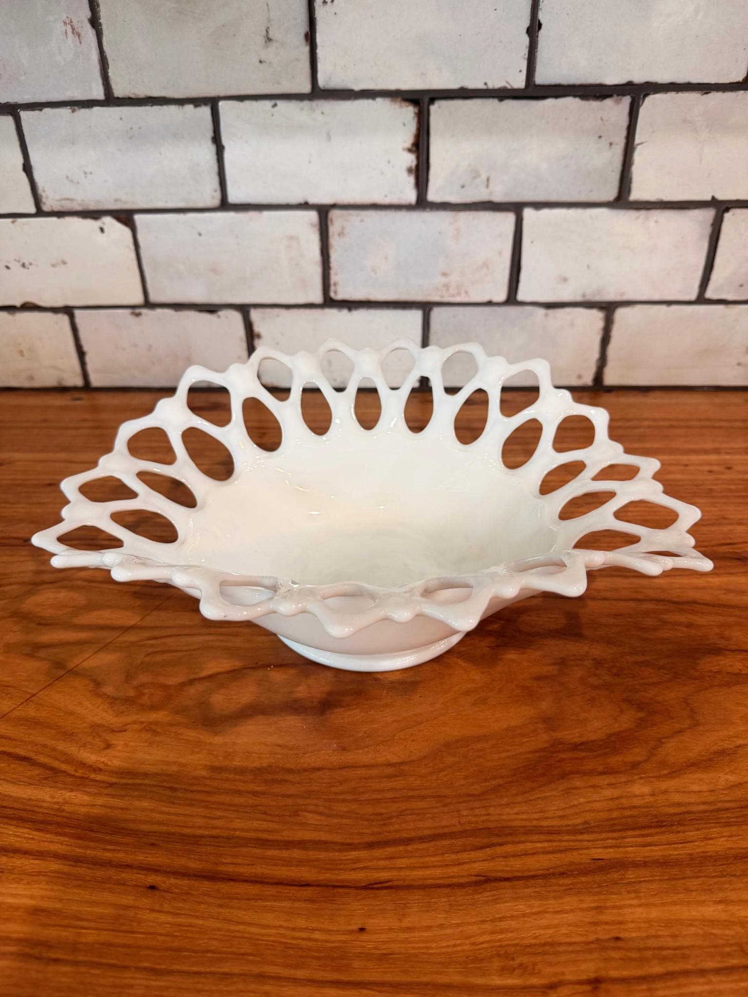 Vintage Westmoreland Doric Milk Glass Oval Bowl – Lace Edge Centerpiece