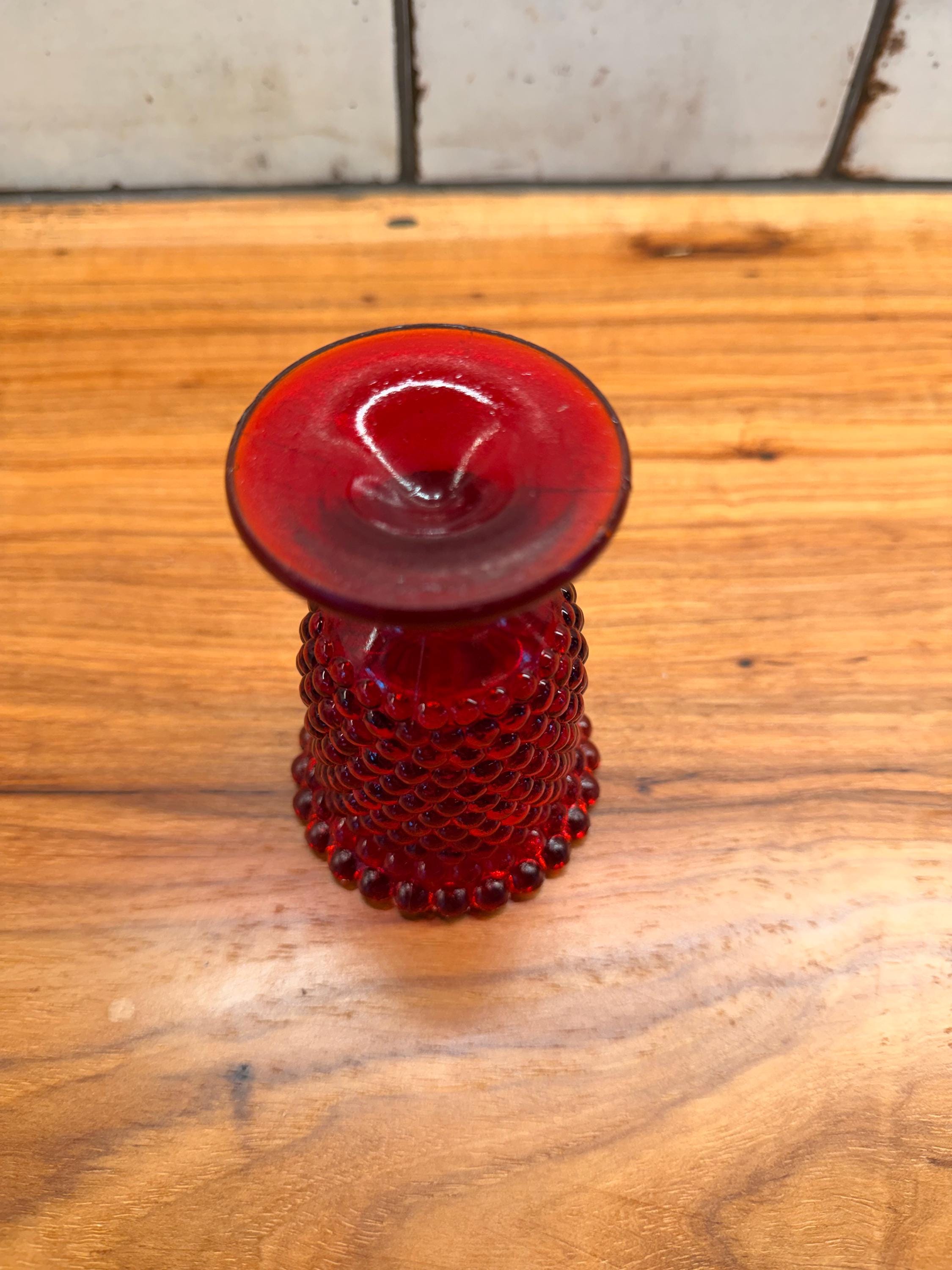 Vintage Ruby Red Hobnail Fenton Style Bud Vase