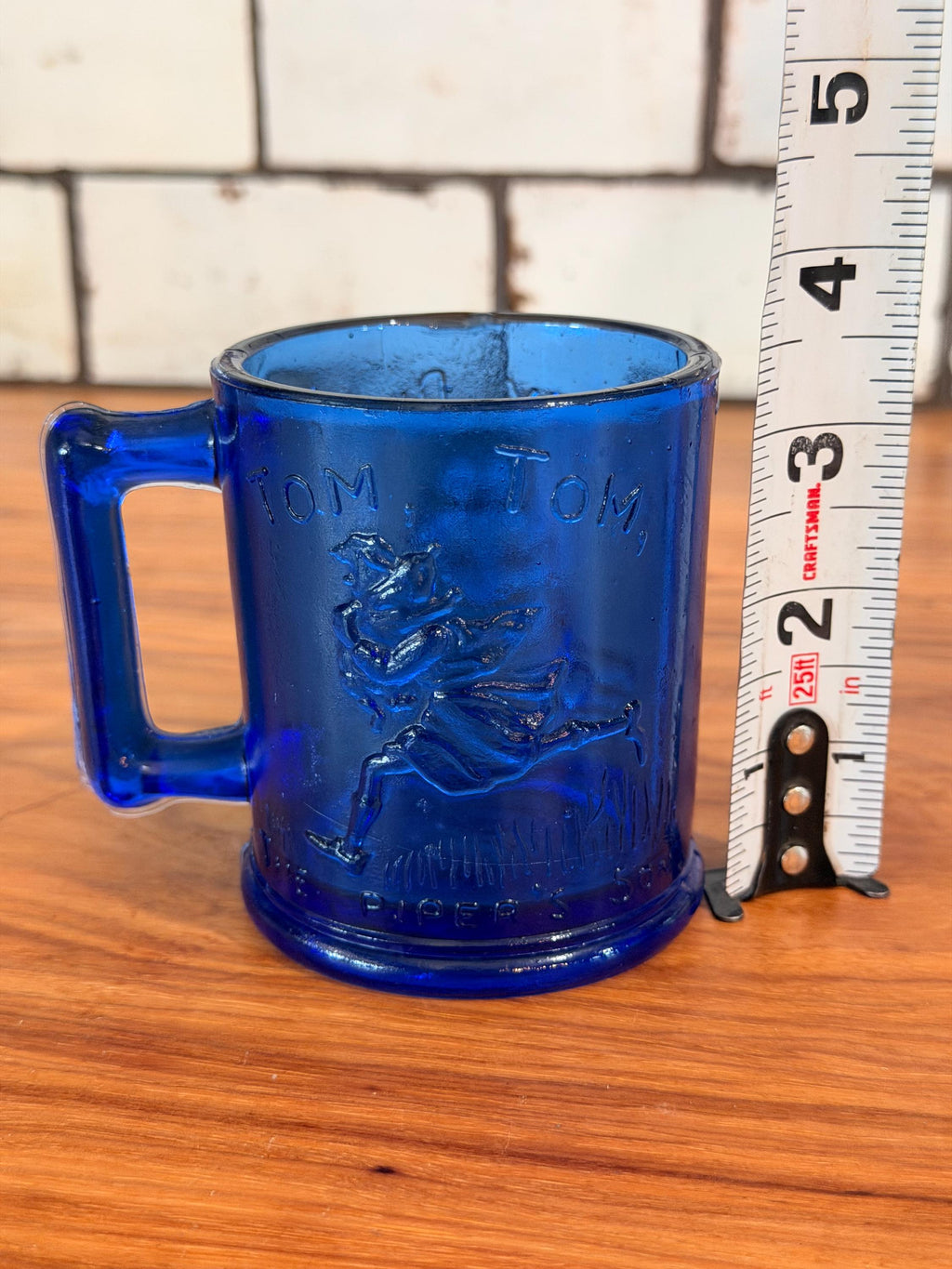 Vintage Cobalt Blue Nursery Rhyme Child's Mug | Tom Tom Piper's Son, Humpty Dumpty Collectible