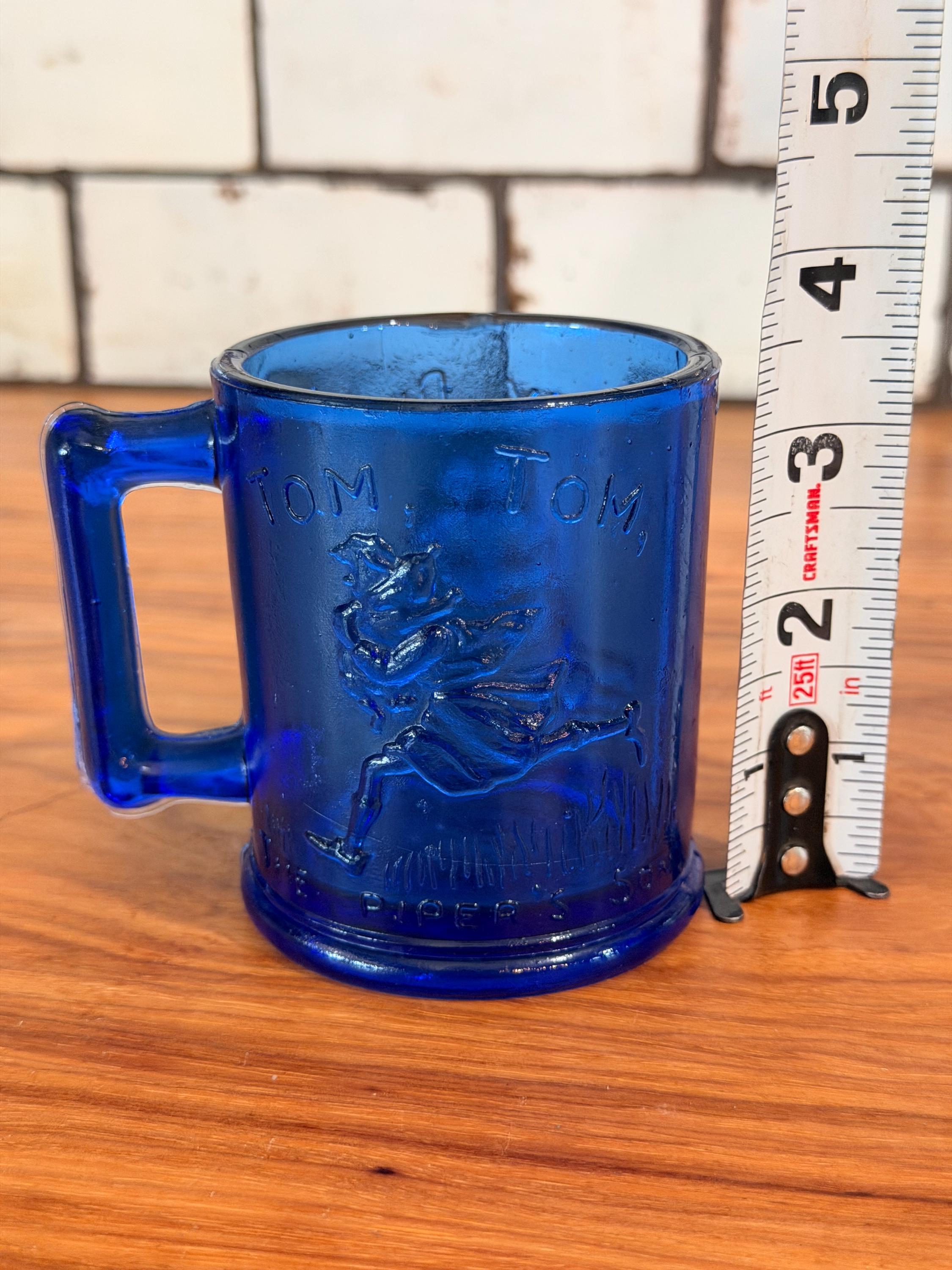Vintage Cobalt Blue Nursery Rhyme Child's Mug | Tom Tom Piper's Son, Humpty Dumpty Collectible