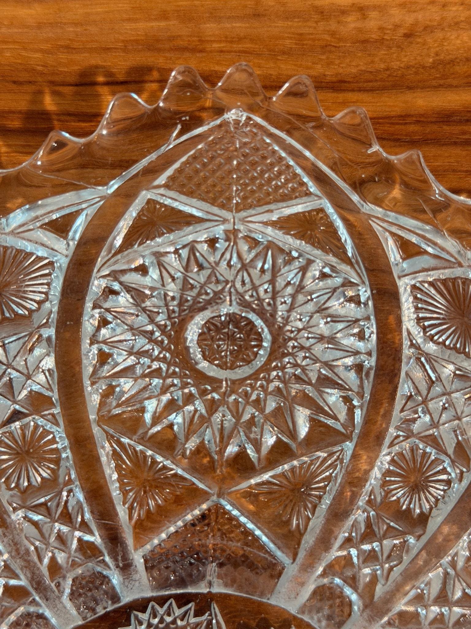 Imperial Glass Daisy & Button Serving Bowl: Clear Pressed Glass, 11" Crimped Edge