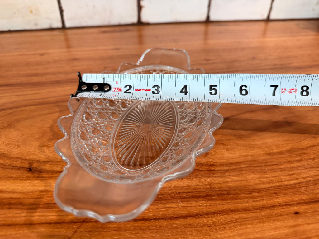 Vintage Indiana Glass Oval Relish Dish | Clear Pressed Glass Celery Tray | Scalloped Serving Bowl