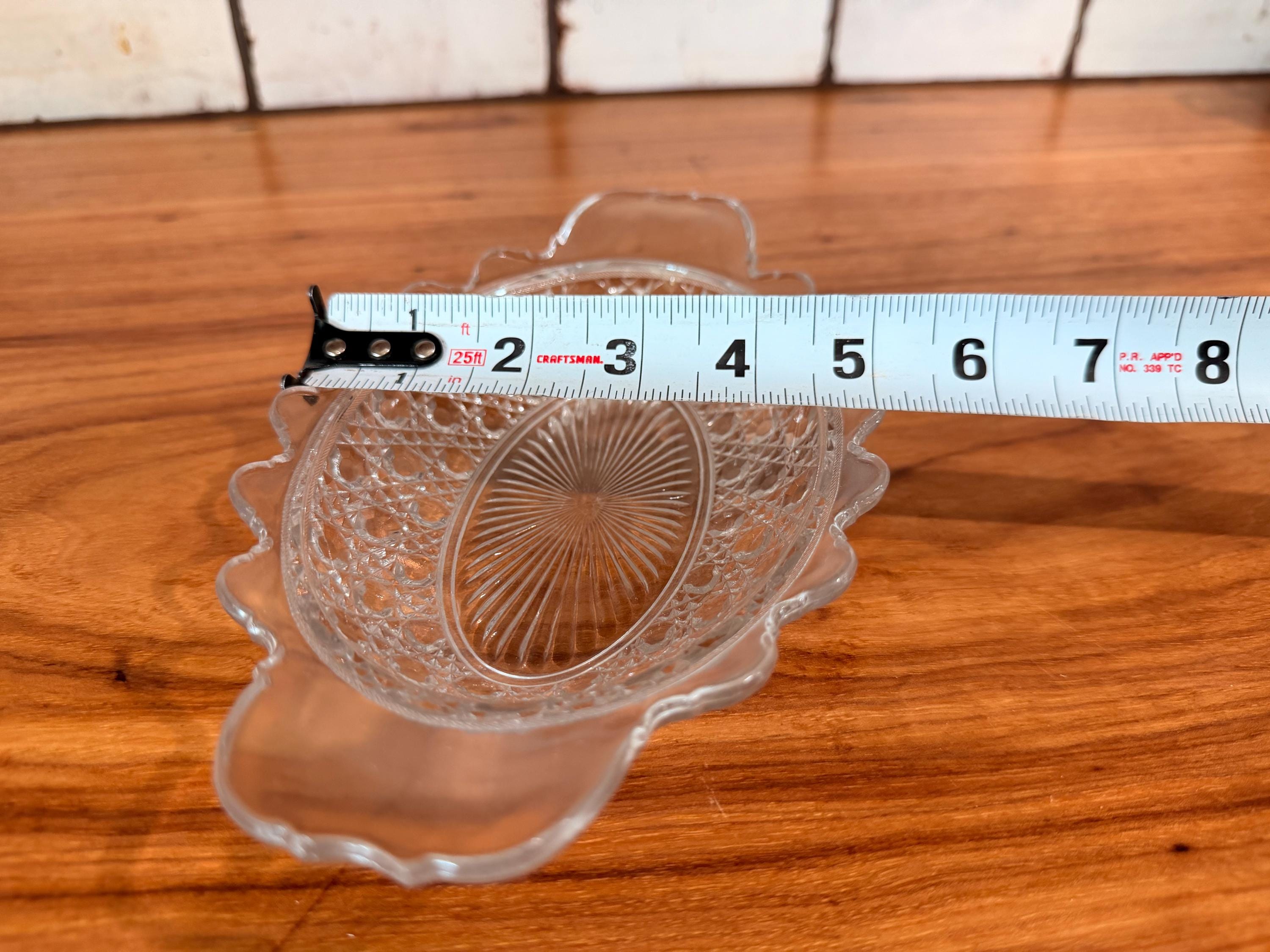 Vintage Indiana Glass Oval Relish Dish | Clear Pressed Glass Celery Tray | Scalloped Serving Bowl