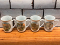 Vintage Currier & Ives Four Seasons Mugs | Gold Trim Fine China Coffee Cups