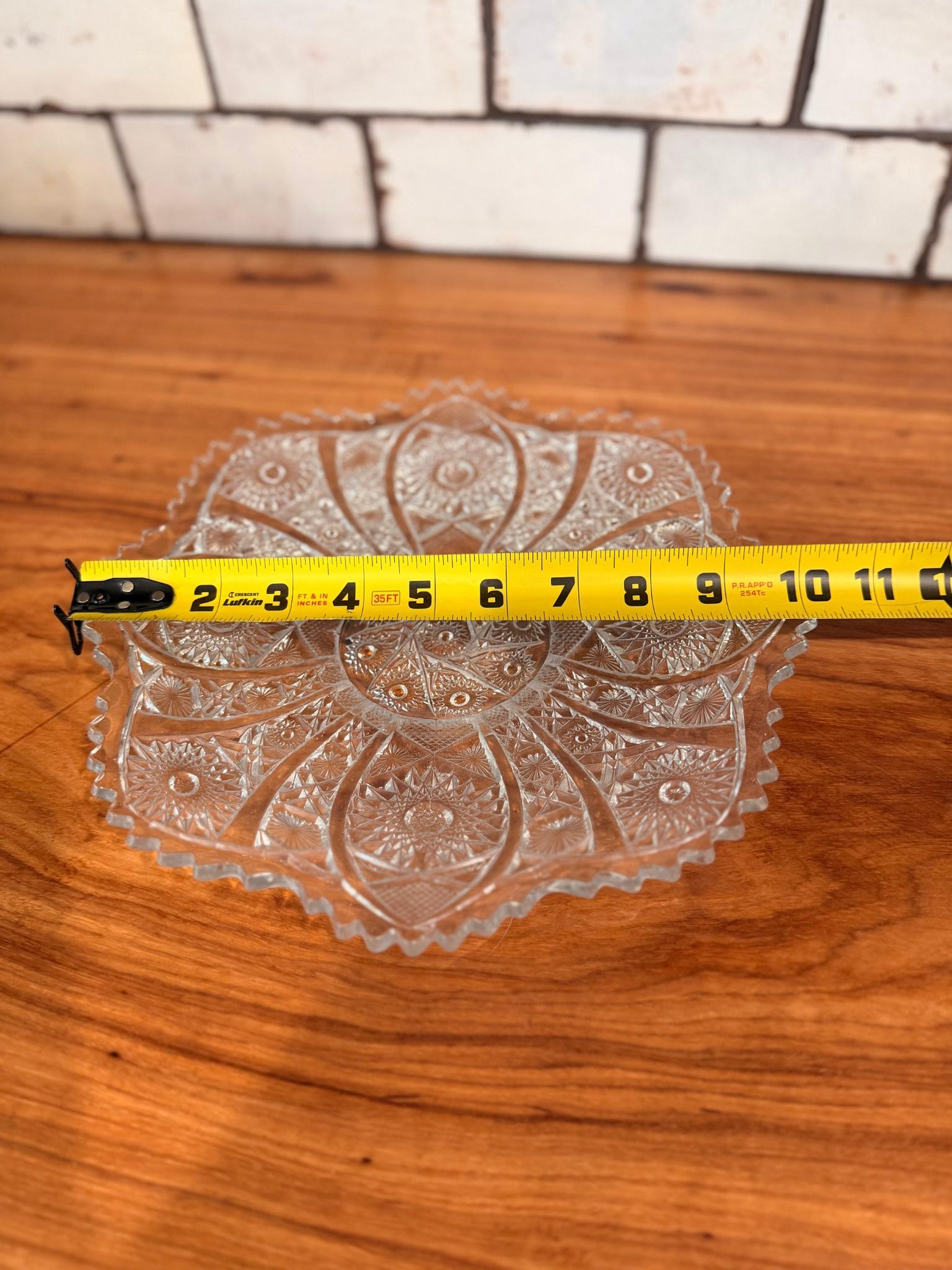 Imperial Glass Daisy & Button Serving Bowl: Clear Pressed Glass, 11" Crimped Edge
