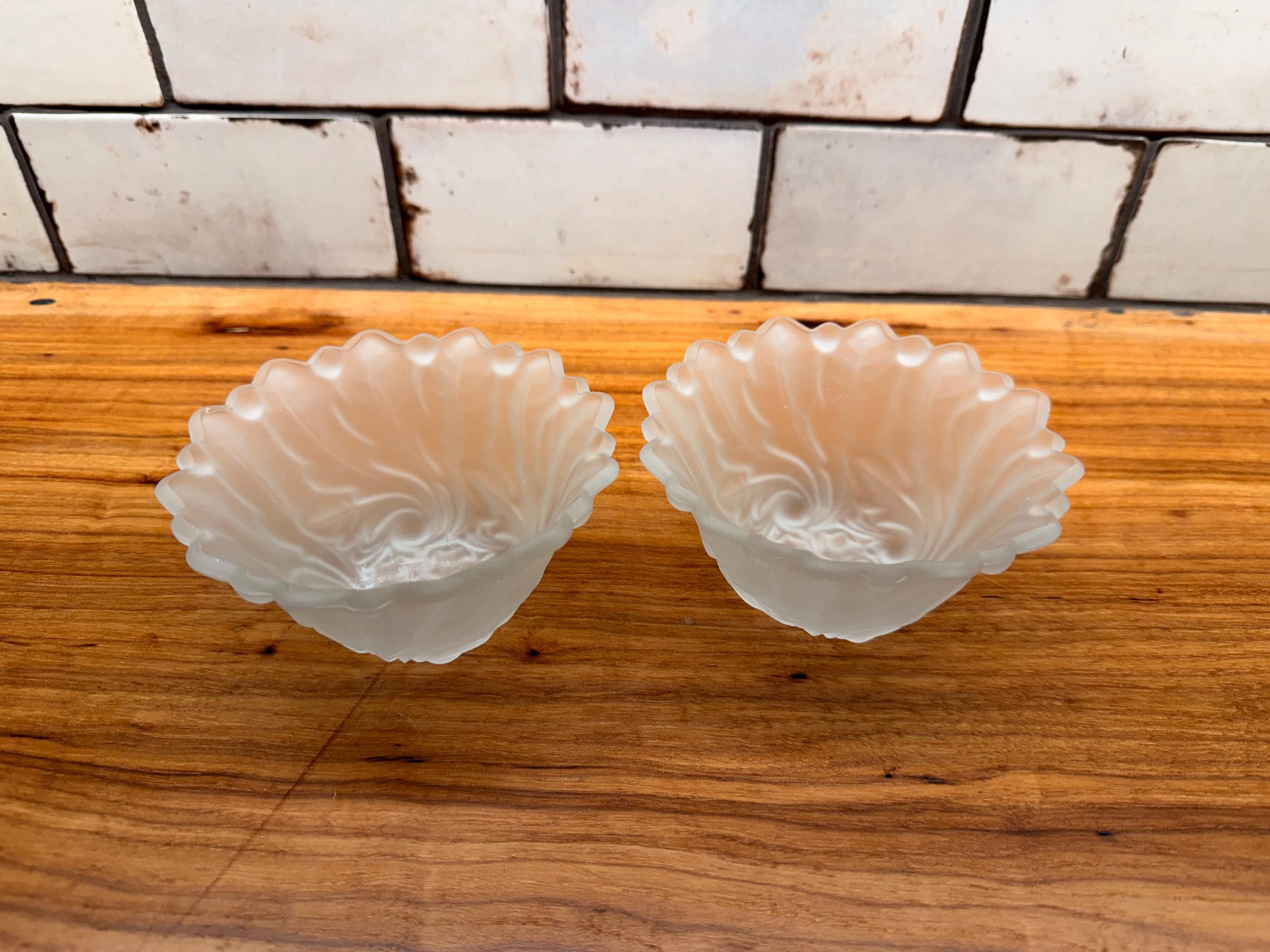 Vintage Indiana Glass Wild Rose Frosted Fruit Bowls, Set of 2, Satin Dessert Bowls