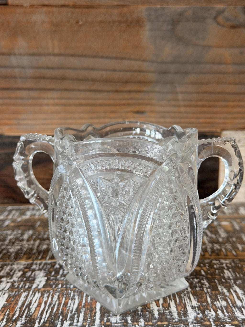 Antique EAPG Massachusetts Creamer & Sugar Bowl Set | U.S. Glass No. 15054 | 1898 Pressed Glass