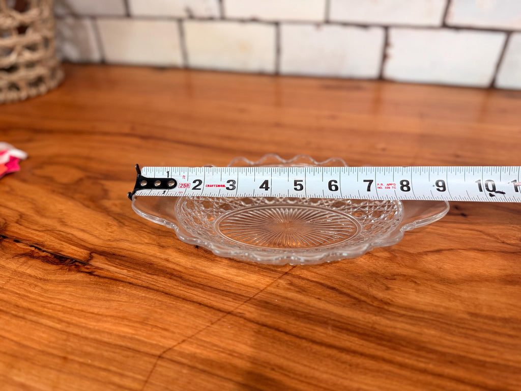 Vintage Indiana Glass Oval Relish Dish | Clear Pressed Glass Celery Tray | Scalloped Serving Bowl