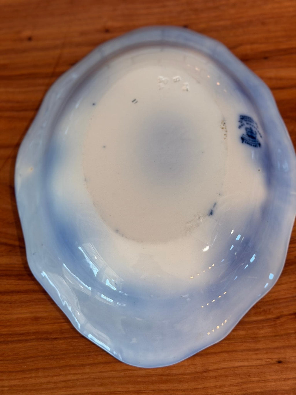 Antique Wood & Son Sydney Flow Blue Serving Bowl | Victorian Transferware (c. 1890s-1907)