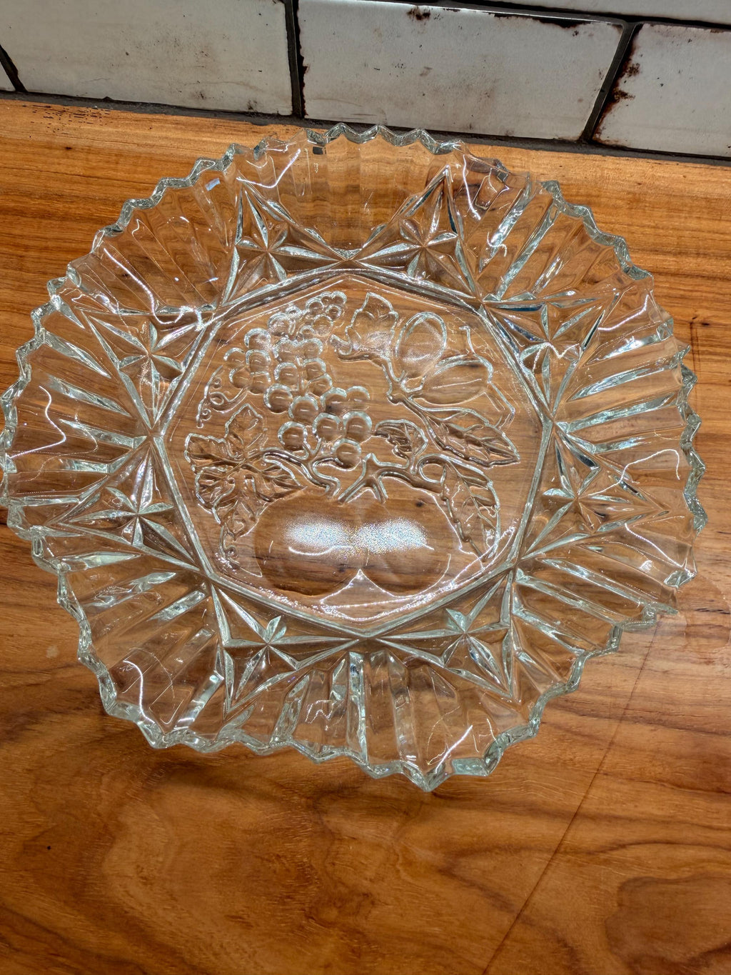 Federal Glass Pioneer Fruit Bowl | Clear Pressed Glass Serving Dish
