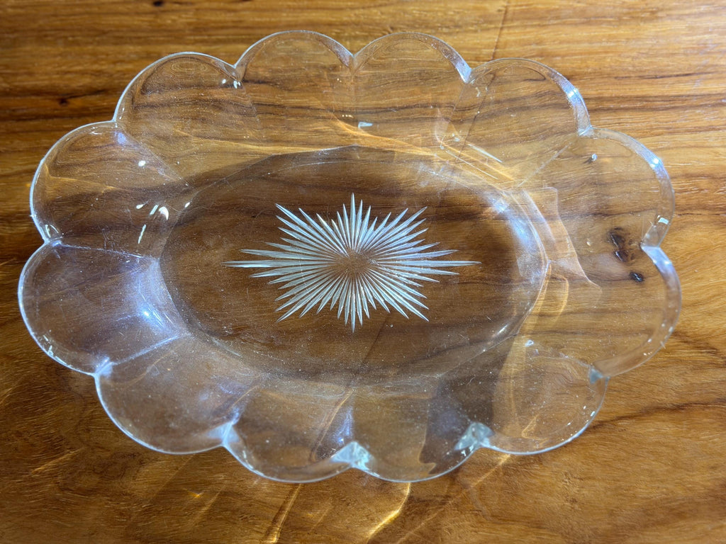 Vintage Heisey Glass Scalloped Bowl | Elegant Glass Starburst Dish