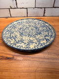 Vintage Robinson Ransbottom Blue Spongeware Pizza Pan | Rustic Farmhouse Stoneware Serving Plate